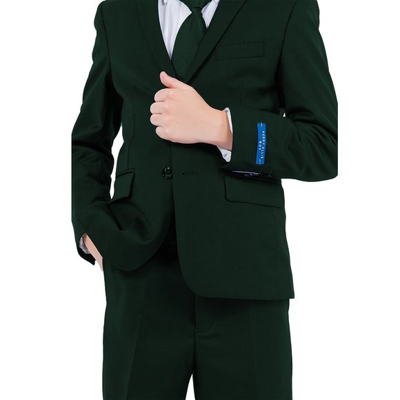 5-Piece Perry Ellis Portfolio Boys Slim Fit Solid Suit, Green - Picture 3 of 7